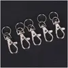Keychains Lanyards 10st/Lot Sier Metal Classic Key Chain Diy Bag Jewelry Ring Swivel Hummer Clam Clips Hooks Keychain Split hela dhxajj