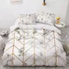 Conjuntos de cama Branco Ouro Padrão de Mármore Cama Moderna 3D Down Duvet Cover Set Confortável Roupa de Cama Duplo Tamanho Moda Luxo 231121