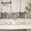 Oreiller Aeckself luxe fleurs feuilles motif coupé velours housse de coussin décor à la maison gris jeter taie d'oreiller taie d'oreiller pour canapé chambre 231122