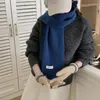 Scarves Winter Knitted Solid Scarf For Women Thickened Warm With Label Outdoor Windproof Couple Muffler Soft Wrap Items
