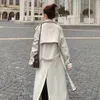 Trench da donna Autunno Lady Spolverino Capispalla femminile Qualità Marchio Moda Donna Beige Lungo doppiopetto