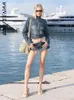 Grundlegende Freizeitkleider BOOFEENAA Denim-Zweiteiler-Set für Damen, kurze Jacke mit Reißverschluss und Minirock, figurbetonte Herbst-Outfits 2023 Y2k Streetwear C16 ACA83 231122