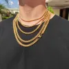 Collier Hip Hop en acier titane de qualité, rond, meulage, bouton de Jeans Cuba, personnalité tendance, ornement Hip Hop, vente en gros