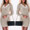 Casual Dresses Women Autumn Fashion Sexy Knit Button Decor Lace Patch Bodycon Dress Long Sleeve Solid Color Mini Corset Daily