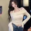 Women's Sweaters Halter Shoulder Flared Long Sleeve Off-Shoulder Short Pullove Top Knitwear Fall 2023 Sweater Sexy Fashion Base Shirt