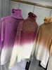 Pulls pour femmes Blingbling dégradé violet forage femmes stretch maigre tricoté tops basiques automne hiver pulls à col haut