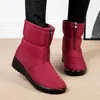 Boots Non Slip Waterproof Snow Boots Women Thick Warm Long Plush Ankle Boots Women Front Zipper Cotton Padded Shoes Woman Plus Size 44 231122