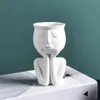 Nordric Style Human Think Face Ceramic Home Plants Flower Storage Pot Vase Planter Tabletop Decoration Y0314249R