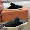 Slippers Summer Walk Slides Suede Wrap Toe Half Women Metal Lock Tassel Flat Mules Comfortable Casual Shoes For 230421