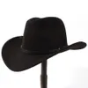 Breda brimhattar Bucket 2Big Size Wool Women's Men's Western Cowboy Hat For Gentleman Lady Jazz Cowgirl With Leather Cloche Church Sombrero Caps 230421