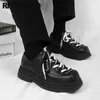 Sapatos de vestido Lace Up Oxfords Plataforma Grosso Sola Estranha Homens Harajuku Creepers Europeu À Prova D 'Água Único Chic Elegante Square Toe