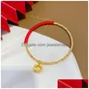 Charm Bracelets Charm Bracelets Year Gift Decoration Men Cartoon Design Tiger Pendant Chinese Red String Bracelet Woven Hand Rope Drop Dhvkg