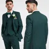 Mäns kostymer Green Groom Tuxedos Blazer Slim Fit Wedding Dress Jacket Vest Pants 3 Piece For Men Costume Homme Man