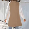 Kamizelki damskie moda panie wełniane kamizelki kamizelki dla kobiet pojedynczy guzik długa streetwearna kurtka kamizelka płaszcza na zewnątrz