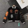 Embroidered patchwork leather baseball jacket for European and American youth street fashion jacket