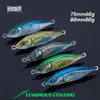 Kingdom 60g 75mm 80g 80mm S-forma Slow Jigging Rivestimento luminoso Affondamento Jigging Esche artificiali Accessori per la pesca in mare Esche 2202230C