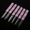 DQF-version Miro-Pink CT Combat US Italian Style Knife Self Defense Tactical D2 Blade 6061-T6 Aluminium Handle EDC Outdoor Camping Fighting Mt Knives