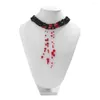 Pendentif Colliers Collier gothique avec pompon dégoulinant de sang pour femmes Accessoires d'Halloween Costume Perlé Multicouche Bijoux Cadeaux de fête