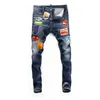 Men's Jeans Street Fashion Men Retro Blue High Quality Stretch Skinny Fit Brand Patches Designer Hip Hop Denim Pants Hombre