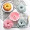 Moldes de cozimento molde de silicone Spiral Fluted Tubo Chiffon Cake Pan Hort Horty Jello Microwave Lawasher