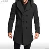 Herr ull blandar ny herrrock 2023 Spring Autumn British Men Hooded Silk Floss Woolen Coat Fashion Casual Woolen Coatl231123