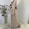 Etniska kläder Ramadan Eid Open Abaya Kimono Women Luxury Sequin Robe Dubai Abayat Ladies Chiffon Cardigan Islamiska turkiska kläder