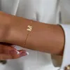 Link Armbänder Charms Pave Anfangsbuchstaben Armband Satellitenkette Edelstahl vergoldet handgefertigter Schmuck für Frauen Freundin