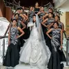 Black Satin African Bridesmaid Dresses Long Bridesmaids Mermaid Prom Gowns Maid Of Honor Dress Evening Wear