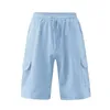 Män shorts sommar män lin ren färg ficka casual man klädlast strand hawaii