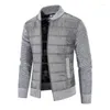 Pulls pour hommes tissu Plus velours rembourré veste pull grande taille manteau mince col montant Patchwork Cardigan hiver