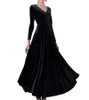 Vêtements ethniques mode femmes col en v longue robe caftan velours extensible Abaya musulman élégant soirée mariage arabe même 2023