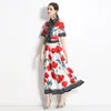 Arbeitskleider Designer Mode Rock Anzug weiblich Sommer Revers Kurzarm Bogen Hemden A-Linie lang 2-teiliges Set Damen Outfits