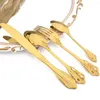 Dinnerware Sets drmfiy 16pcs Gold Western Knife Fork Spoon Fla talheres