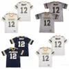 Football High School Junipero Serra Padres Jerseys Tom Brady 12 Stitched and Embroidery Breattable College Moive Hiphop Pullover Navy Blue White Grey Retro Retro