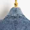 Trench da donna Tide Brand Donna Giacca a vento in denim Colletto con bavero Mezza manica Vita alta Abbigliamento moda femminile