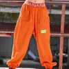 Stage Wear Orange Hip Hop Costume For Girls Vest Pants Loose Street Dance Clothing Kids Concert Group Show Outfits Clothes BL9465