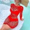 Sexy Sokken Hot Strand Jurk Cover Up Bikini Vrouwen See Through Badpak Cover-up Ondergoed Strand Dragen Sexy Lange mouw Jurk Dropshipping Q231122