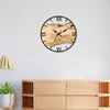Orologi da parete Orologio acrilico semplice Struttura con venature del legno Decorazione del soggiorno Silenzioso alla moda