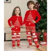 Passende Familien-Outfits, Weihnachts-Familien-Homewear, bedruckte Pyjamas, Eltern-Kind-Nachtwäsche, Rundhals-Langarm-Kleidungsset 231122