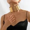 Halskette Ohrringe Set 2023 Vintage Afrikanische Ethnische Stamm Stil Aussage PU Leder Kragen Für Frauen Punk Hiphop Schmuck Halsband Zubehör