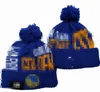 Golden States Warriors Beanes Bobble Hats Beyzbol Hokey Top Kapakları 2023-24 Moda Tasarımcı Kova Şapkası Şapkalı Örgü Faux Pom Beanie Noel Şapkası Spor Örgü Şapkaları A2