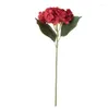 Simulation de fleurs décoratives d'hortensia avec feuille, fleur émulative, arc en soie, plomb de route, décoration de mariage