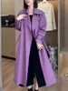 Women's Trench Coats Coat Autumn Winter Purple Windbreak Jacket Korean Female Fashion High End Double Breasted Overcoat