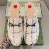 2023 Princetown Slipper Designer Sandals Men äkta läder tofflor klassiska kvinnor loafers plattskor buckel sammet läder sandal
