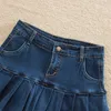 Skirts Denim Skirt with Ruffles 6XL 8XL Harajuku Y2K Jeans Skater Woman High Waist Bottom Female Casual Pleated Micro Mini Short Jurken P230422