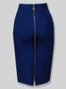 Zweiteiliges Kleid 16 Farben XL XXL Sexy Solid Zipper Orange Blau Schwarz Rot Weiß Rosa Bandage Rock Frauen Elastischer, figurbetonter Sommer Bleistift 58 cm 231202