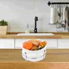 Panier de rangement de pain avec doublure en coton, assiettes, conteneur d'articles divers en bois tissé naturel, bols décoratifs en rotin pour la cuisine