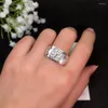 Klusterringar kjjeaxcmy boutique smycken 925 sterling silver inlagd mosang diamant ädelstenar mäns ringstöddetektering