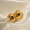 Boucles d'oreilles Youthway boule d'or demi-ronde Chunky C creux femmes 18K PVD plaqué élégant Bijoux d'été Bijoux