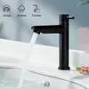 Grifos de lavabo de baño 1 unids grifo de lavabo G1/2 grifo de rosca agua fría mate negro acero inoxidable para hardware de mejora del hogar